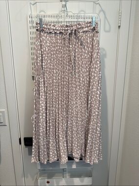 Women's Taupe Maxi Skirt with White Spot Print